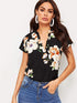 V-cut Neck High-low Hem Floral Top